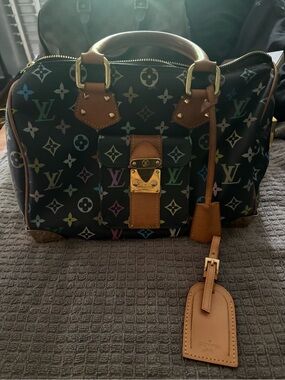 Authentic Louis Vuitton Murakami Black Multicolor Monogram Speedy 30 with tag